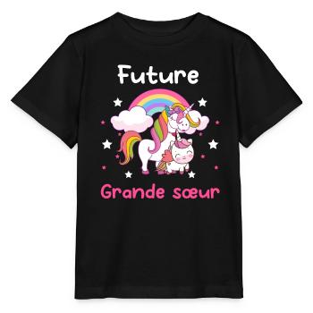future grande sœur licorne annonce grossesse - T-shirt bio MINI CREATOR Stanley/Stella Enfant - noir - Devant - Mikhail (115cm)