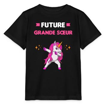 future grande sœur licorne dab annonce grossesse - T-shirt bio MINI CREATOR Stanley/Stella Enfant - noir - Devant - Mikhail (115cm)