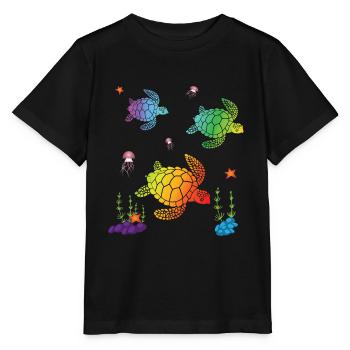 BUNTE MEERESSCHILDKRÖTEN - Stanley/Stella Kinder T-Shirt MINI CREATOR  - Schwarz - Vorne - Mikhail (115cm)