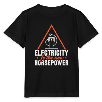 Electric vehicles Electricity is the new horsepower - Stanley/Stella MINI CREATOR Kids’ T-Shirt - black - Front - Mikhail (115cm)