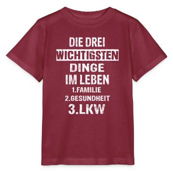 Lkw - Stanley/Stella Kinder T-Shirt MINI CREATOR  - Burgunderrot - Vorne - Kain (125cm)