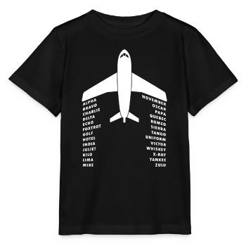 Alphabet phonétique complet chemise lettres d’avion w / - T-shirt bio MINI CREATOR Stanley/Stella Enfant - noir - Devant - Mikhail (115cm)
