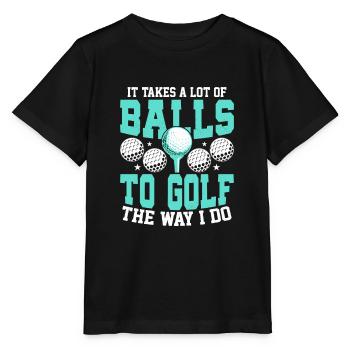 Il faut beaucoup de balles pour jouer au golf comme je le fais - T-shirt bio MINI CREATOR Stanley/Stella Enfant - noir - Devant - Mikhail (115cm)