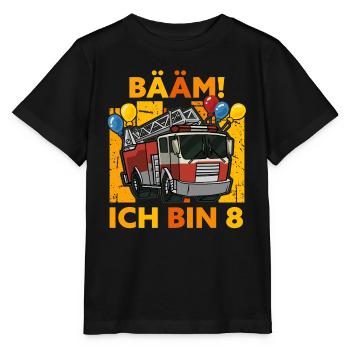 8. Geburtstag 8 Acht Jahre Geschenk Feuerwehr Auto - Stanley/Stella Kinder T-Shirt MINI CREATOR  - Schwarz - Vorne - Mikhail (115cm)