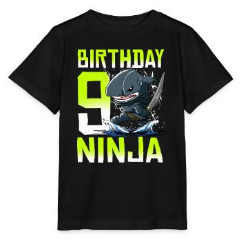 Shark Ninja I'm 9 - Action Unterwasser Geburtstag - Stanley/Stella Kinder T-Shirt MINI CREATOR  - Schwarz - Vorne - Mikhail (115cm)