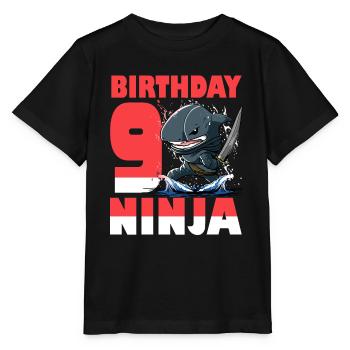 Shark Ninja I'm 9 - Action Unterwasser Geburtstag - Stanley/Stella Kinder T-Shirt MINI CREATOR  - Schwarz - Vorne - Mikhail (115cm)