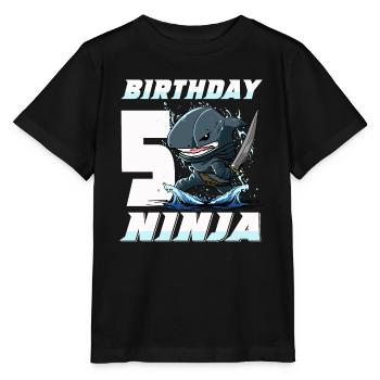 Shark Ninja I’m 5 - Action Anniversaire sous-marin - T-shirt bio MINI CREATOR Stanley/Stella Enfant - noir - Devant - Mikhail (115cm)