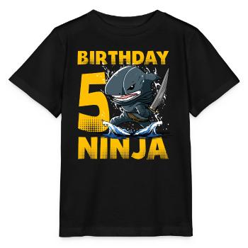 Shark Ninja I’m 5 - Action Anniversaire sous-marin - T-shirt bio MINI CREATOR Stanley/Stella Enfant - noir - Devant - Mikhail (115cm)