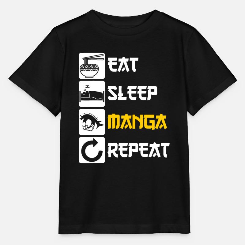 Eat Sleep Manga Repeat - Stanley/Stella MINI CREATOR Kids’ T-Shirt - black