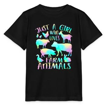 Nur ein Mädchen, das Nutztiere liebt - Stanley/Stella Kinder T-Shirt MINI CREATOR  - Schwarz - Vorne - Mikhail (115cm)