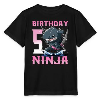 Shark Ninja I’m 5 - Action Anniversaire sous-marin - T-shirt bio MINI CREATOR Stanley/Stella Enfant - noir - Devant - Mikhail (115cm)
