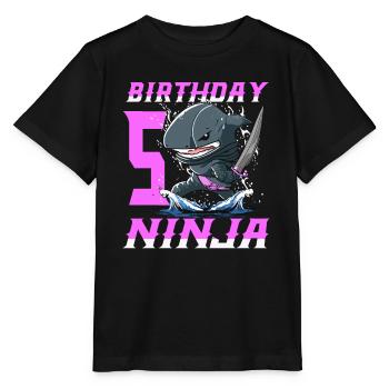 Shark Ninja I’m 5 - Action Anniversaire sous-marin - T-shirt bio MINI CREATOR Stanley/Stella Enfant - noir - Devant - Mikhail (115cm)