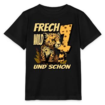 7. Kindergeburtstags Party Leopard Wild und Frech - Stanley/Stella Kinder T-Shirt MINI CREATOR  - Schwarz - Vorne - Mikhail (115cm)