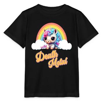 Drôle de licorne avec arc-en-ciel et dicton - T-shirt bio MINI CREATOR Stanley/Stella Enfant - noir - Devant - Mikhail (115cm)