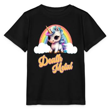 Licorne drôle avec Rainbow Death Metal - T-shirt bio MINI CREATOR Stanley/Stella Enfant - noir - Devant - Mikhail (115cm)