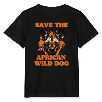 Save the African Wild Dog Portrait - Stanley/Stella MINI CREATOR Kids’ T-Shirt - black - Front - Mikhail (115cm)