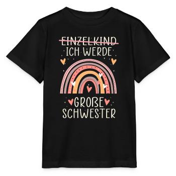 Ich werde Große Schwester Regenbogen Babyfeier - Stanley/Stella Kinder T-Shirt MINI CREATOR  - Schwarz - Vorne - Mikhail (115cm)