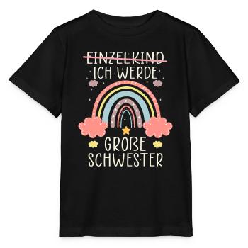 Ich werde Große Schwester Regenbogen Babyfeier - Stanley/Stella Kinder T-Shirt MINI CREATOR  - Schwarz - Vorne - Mikhail (115cm)