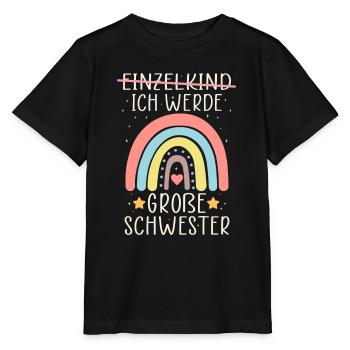 Ich werde Große Schwester Regenbogen Babyfeier - Stanley/Stella Kinder T-Shirt MINI CREATOR  - Schwarz - Vorne - Mikhail (115cm)