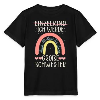 Ich werde Große Schwester Regenbogen Babyfeier - Stanley/Stella Kinder T-Shirt MINI CREATOR  - Schwarz - Vorne - Mikhail (115cm)