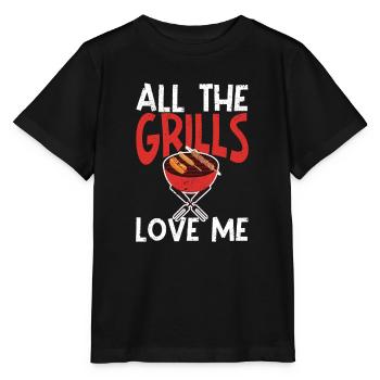 Alle Grills lieben mich lustig Grillen Liebhaber - Stanley/Stella Kinder T-Shirt MINI CREATOR  - Schwarz - Vorne - Mikhail (115cm)