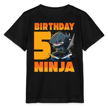 Shark Ninja I’m 5 - Action Anniversaire sous-marin - T-shirt bio MINI CREATOR Stanley/Stella Enfant - noir - Devant - Mikhail (115cm)