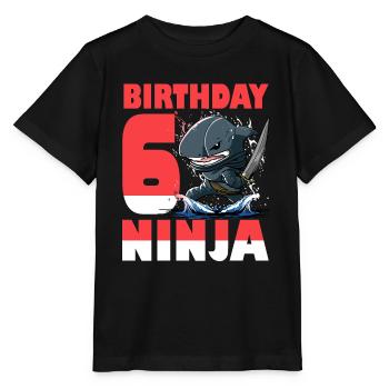 Shark Ninja I’m 6 - Action polonaise sous l’eau - T-shirt bio MINI CREATOR Stanley/Stella Enfant - noir - Devant - Mikhail (115cm)