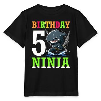 Shark Ninja I’m 5 - Action Anniversaire sous-marin - T-shirt bio MINI CREATOR Stanley/Stella Enfant - noir - Devant - Mikhail (115cm)