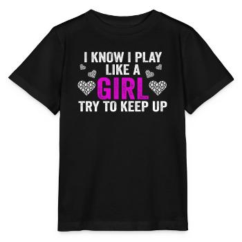 Je sais que je joue comme une fille essaie de suivre - T-shirt bio MINI CREATOR Stanley/Stella Enfant - noir - Devant - Mikhail (115cm)