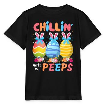 Chillin With My Peeps, Funny Easter Bunny - Stanley/Stella MINI CREATOR Kids’ T-Shirt - black - Front - Mikhail (115cm)