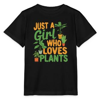 Just A Girl Who Loves Plants Funny Plant Lovers - Stanley/Stella MINI CREATOR Kids’ T-Shirt - black - Front - Mikhail (115cm)
