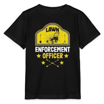 Lawn Enforcement Officer Fun Gardening - Stanley/Stella MINI CREATOR Kids’ T-Shirt - black - Front - Mikhail (115cm)