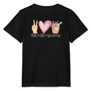 Peace Love Gardening Funny Flowers Garden - T-shirt bio MINI CREATOR Stanley/Stella Enfant - noir - Devant - Mikhail (115cm)
