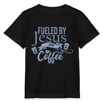 Alimenté par Jésus et le café - T-shirt bio MINI CREATOR Stanley/Stella Enfant - noir - Devant - Mikhail (115cm)
