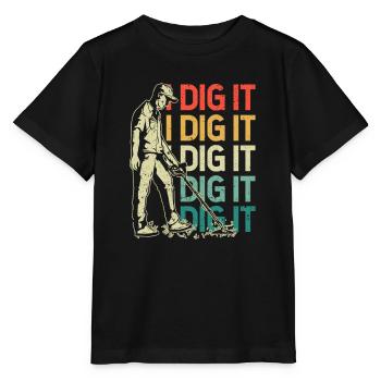 I Dig It Metal Detection Hunter Dectorist Geocache - Stanley/Stella MINI CREATOR Kids’ T-Shirt - black - Front - Mikhail (115cm)