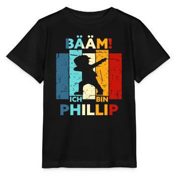 Phillip Geschenk Name Vorname Geburtstag - Stanley/Stella Kinder T-Shirt MINI CREATOR  - Schwarz - Vorne - Mikhail (115cm)