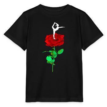 Danseur de yoga Namaste, avec figure sur rose rouge. - T-shirt bio MINI CREATOR Stanley/Stella Enfant - noir - Devant - Mikhail (115cm)