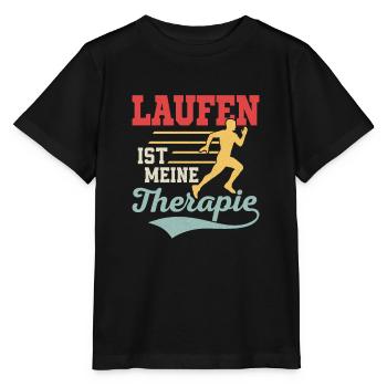 Laufen ist meine Therapie Läufer Joggen - Stanley/Stella Kinder T-Shirt MINI CREATOR  - Schwarz - Vorne - Mikhail (115cm)