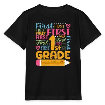 Typography Team of the 1st Grade Teacher of the First Grade - Stanley/Stella MINI CREATOR Kids’ T-Shirt - black - Front - Mikhail (115cm)