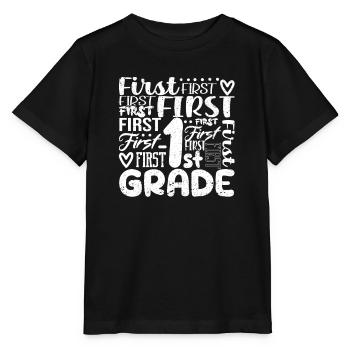 Typography Team of the 1st Grade Teacher of the First Grade - Stanley/Stella MINI CREATOR Kids’ T-Shirt - black - Front - Mikhail (115cm)