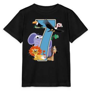 7th Birthday 7 Years Seven Boy Gift - Stanley/Stella MINI CREATOR Kids’ T-Shirt - black - Front - Mikhail (115cm)
