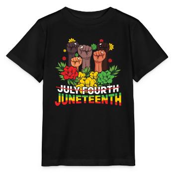 Une manifestation au poing célèbre l’histoire des Noirs de Juneteenth - T-shirt bio MINI CREATOR Stanley/Stella Enfant - noir - Devant - Mikhail (115cm)