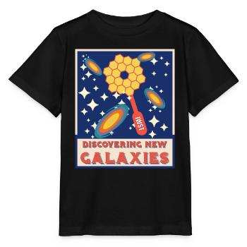 À la découverte de nouvelles galaxies - T-shirt bio MINI CREATOR Stanley/Stella Enfant - noir - Devant - Mikhail (115cm)