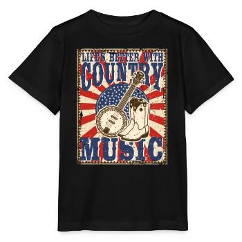 Country Music life is better with country music - Stanley/Stella MINI CREATOR Kids’ T-Shirt - black - Front - Mikhail (115cm)