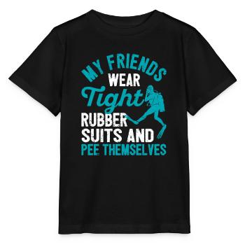 Meine Freunde tragen enge Gummianzüge und pinkeln - Stanley/Stella Kinder T-Shirt MINI CREATOR  - Schwarz - Vorne - Mikhail (115cm)