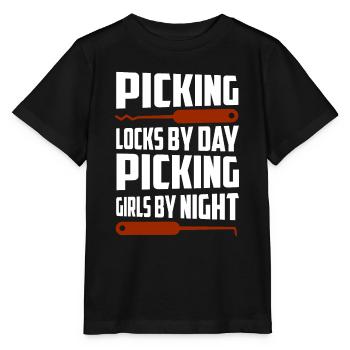 Cueillir des serrures par jour Cueillir les filles par nuit Serrures - T-shirt bio MINI CREATOR Stanley/Stella Enfant - noir - Devant - Mikhail (115cm)