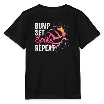 Bump Set Spike Répéter Funny Volleyball Lover - T-shirt bio MINI CREATOR Stanley/Stella Enfant - noir - Devant - Mikhail (115cm)