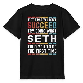 Seth Nom personnalisé Drôle Anniversaire Noël - T-shirt bio MINI CREATOR Stanley/Stella Enfant - noir - Devant - Mikhail (115cm)