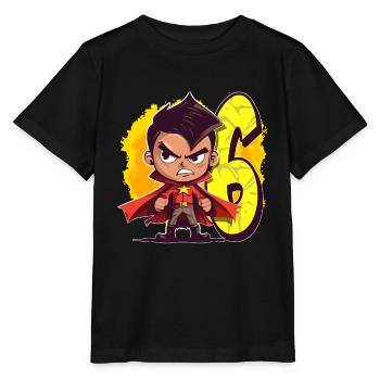 6 Years Old Superhero & Action Children's Birthday Party - Stanley/Stella MINI CREATOR Kids’ T-Shirt - black - Front - Mikhail (115cm)