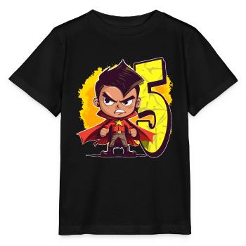 5 Years Old Superhero & Action Children's Birthday Party - Stanley/Stella MINI CREATOR Kids’ T-Shirt - black - Front - Mikhail (115cm)